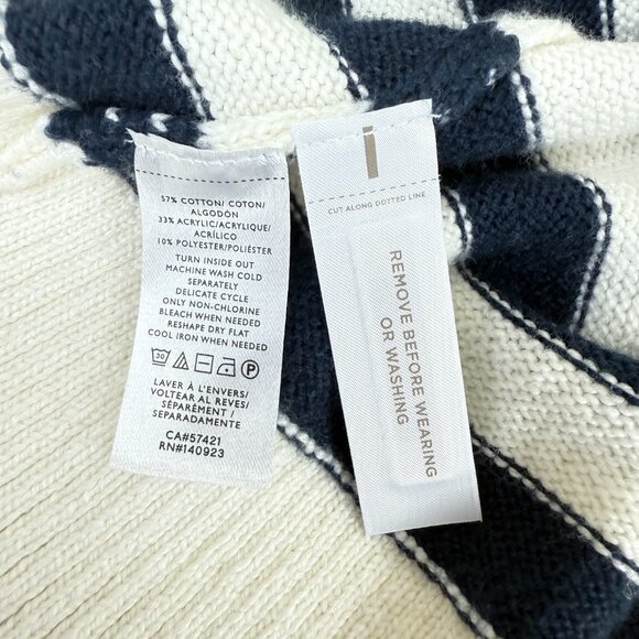 NWOT LOFT Breton Stripe Mock-Neck Sweater w/ Button Shoulder – M - Picture 8 of 8